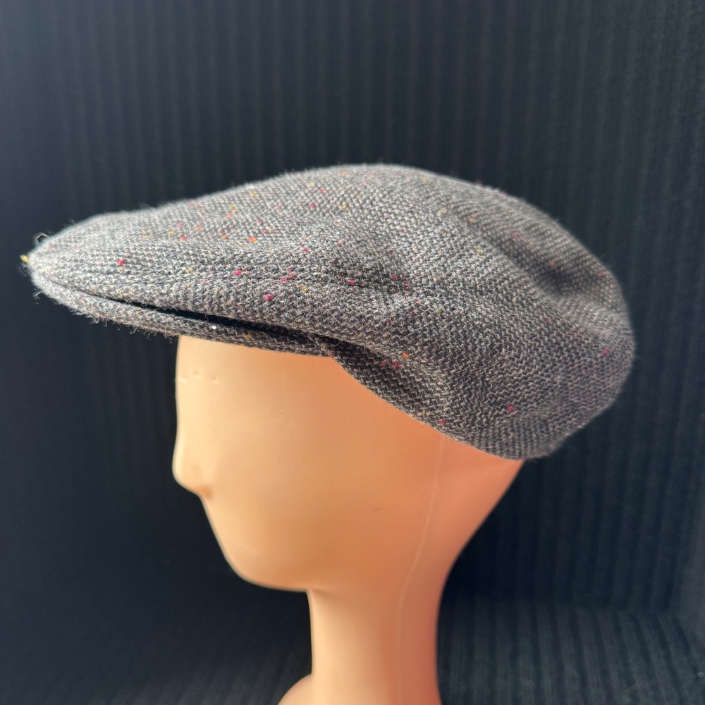 Weatherproof Garment Co Mens Gray Donegal Tweed Wool Flat Cap‎ Hat Mens Large